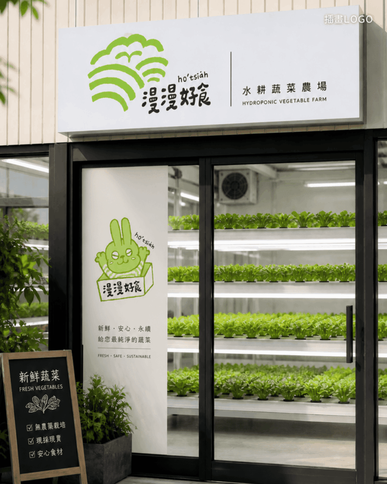 水耕蔬菜插畫LOGO